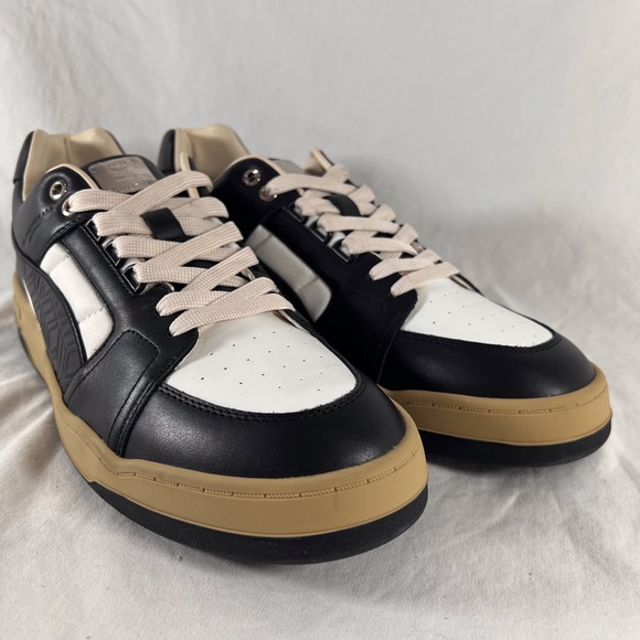 PUMA X MCM Slipstreram Low Court Black & White Leather Sneakers Made in Italy - Picture 6 of 17